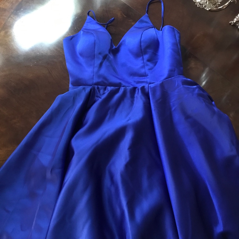 Royal Blue Satin Dress Cocktail